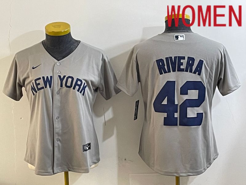 Women New York Yankees #42 Rivra grey 2024 Nike MLB jersey 20241120->women mlb jersey->Women Jersey